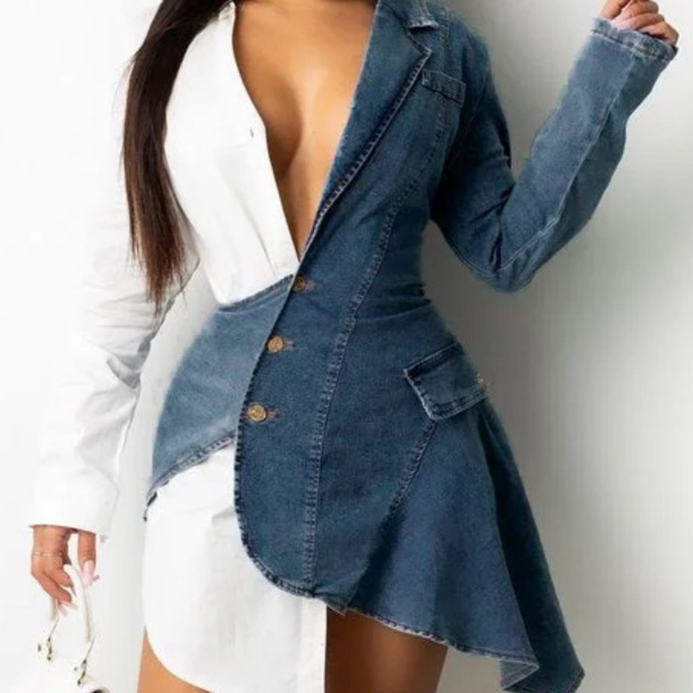 Beautiful denim and white dress.